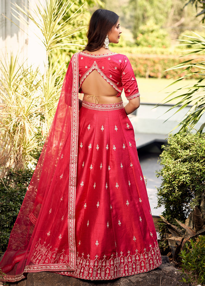 Pink Silk Readymade Lehenga With Dupatta
