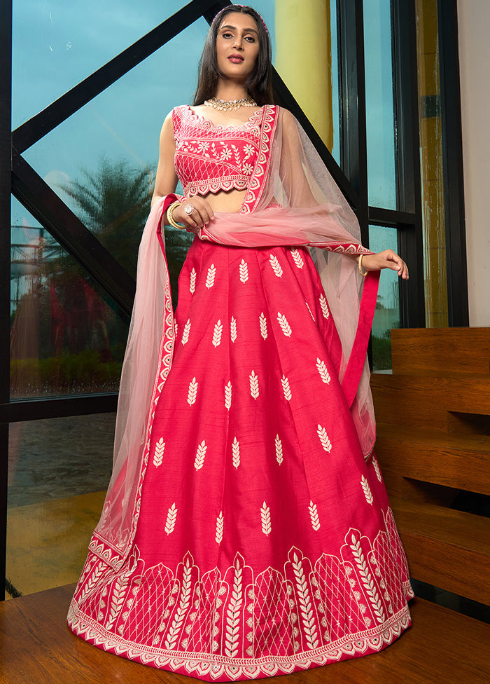 Pink Silk Readymade Lehenga With Dupatta