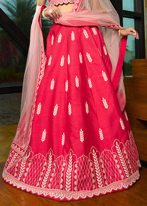Pink Silk Readymade Lehenga With Dupatta