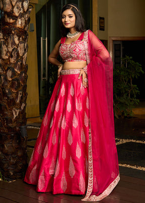 Pink Silk Readymade Lehenga With Dupatta