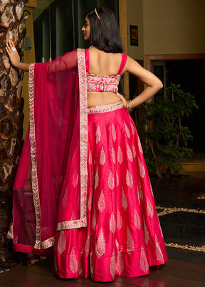 Pink Silk Readymade Lehenga With Dupatta