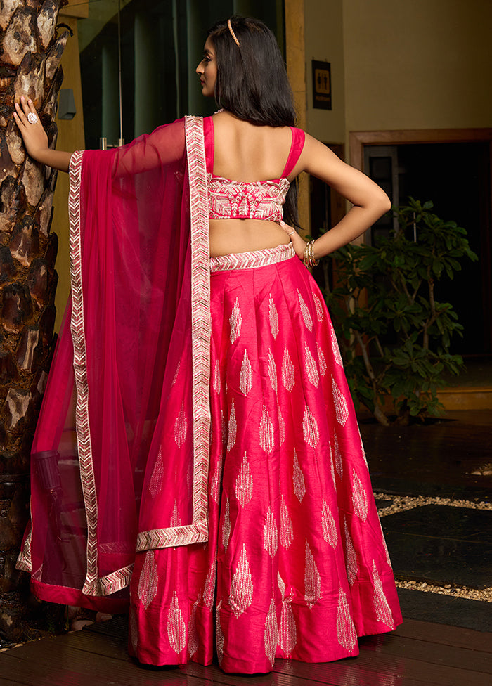 Pink Silk Readymade Lehenga With Dupatta