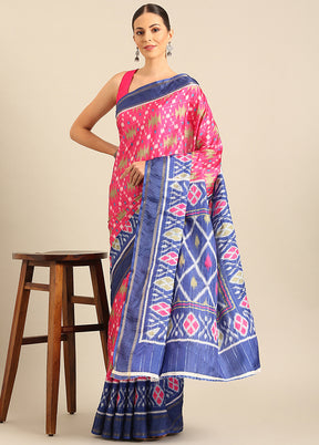 Pink Cotton Saree With Blouse Piece