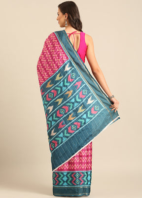 Magenta Cotton Saree With Blouse Piece