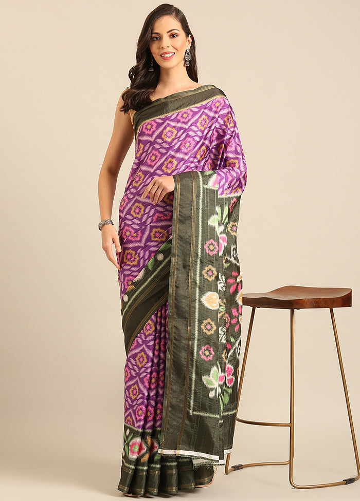 Purple Cotton Saree With Blouse Piece