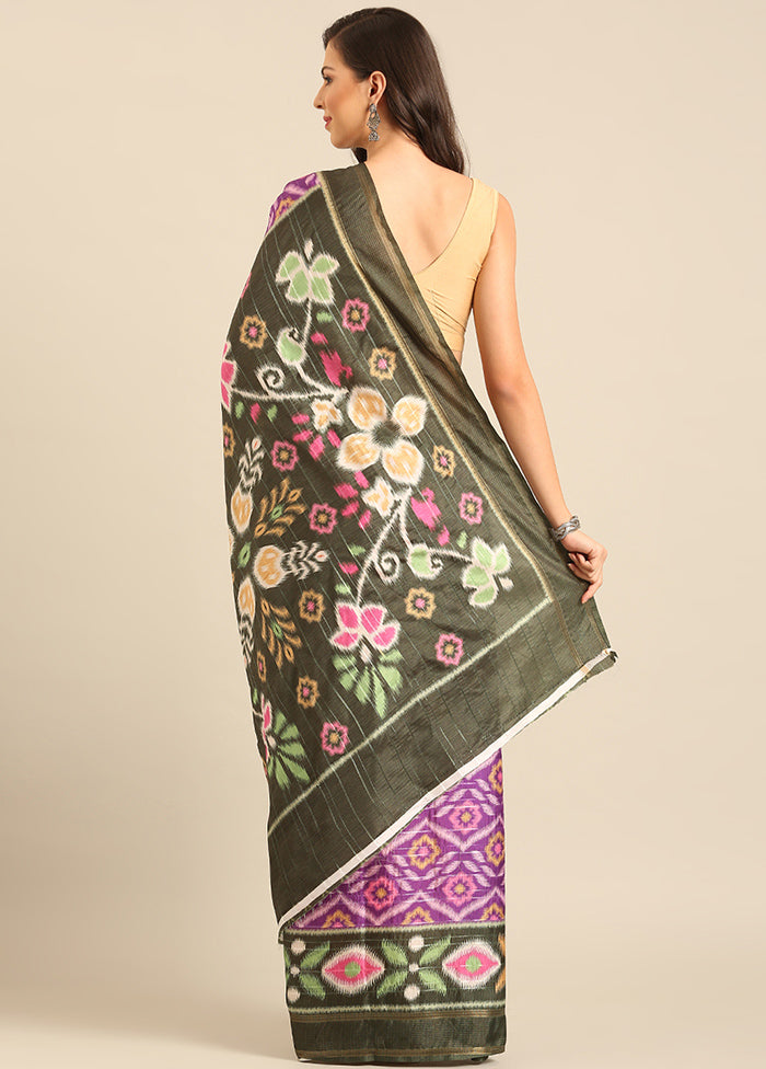 Purple Cotton Saree With Blouse Piece