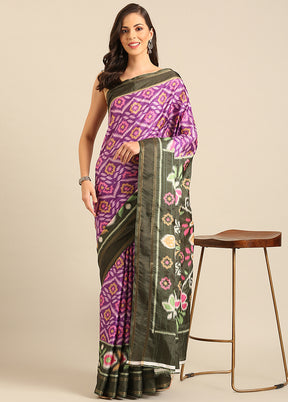 Purple Cotton Saree With Blouse Piece