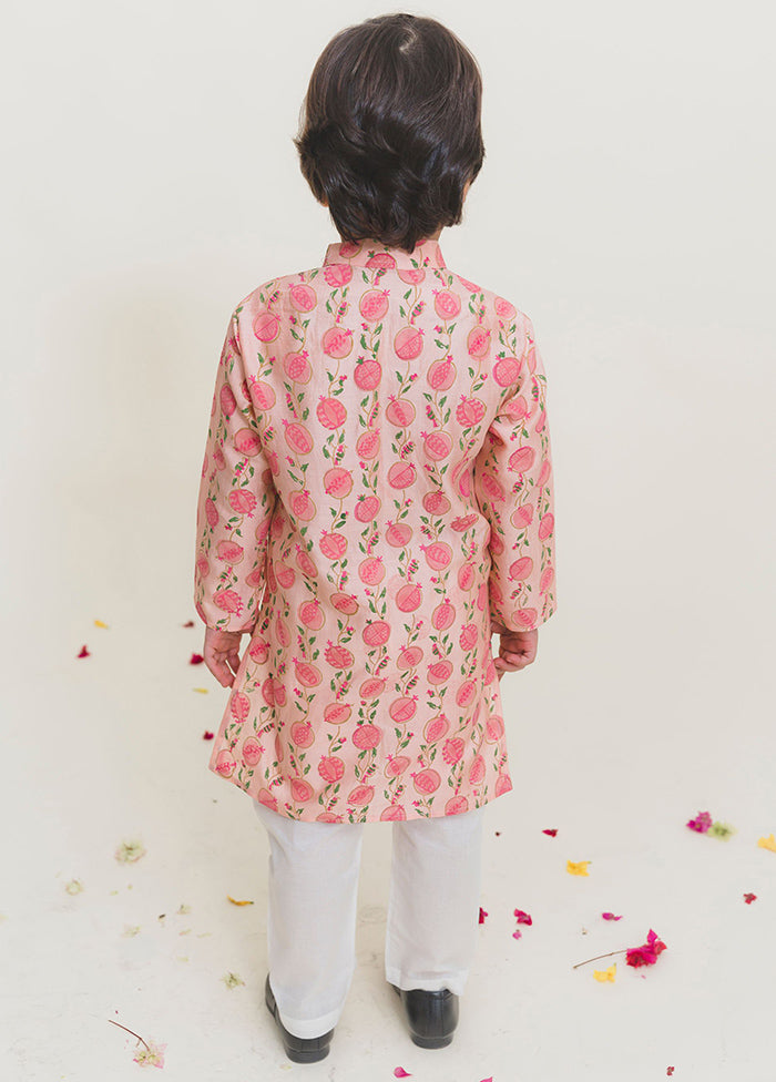 Powder Pink Silk Kurta Pajama Set For Boys - Indian Silk House Agencies