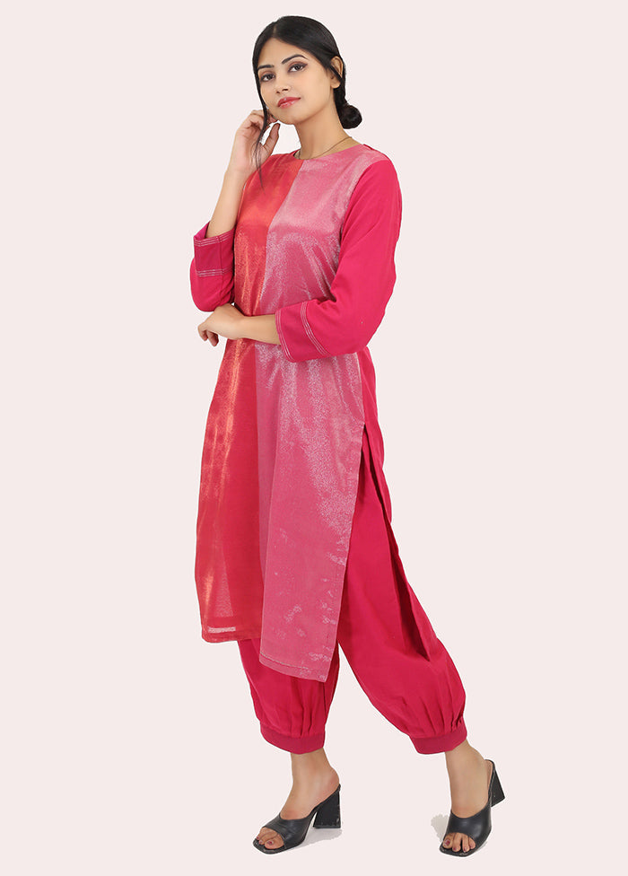 2 Pc Pink Pure Readymade Cotton Kurti Set - Indian Silk House Agencies