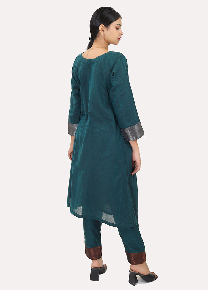 2 Pc Green Pure Readymade Cotton Kurti Set - Indian Silk House Agencies