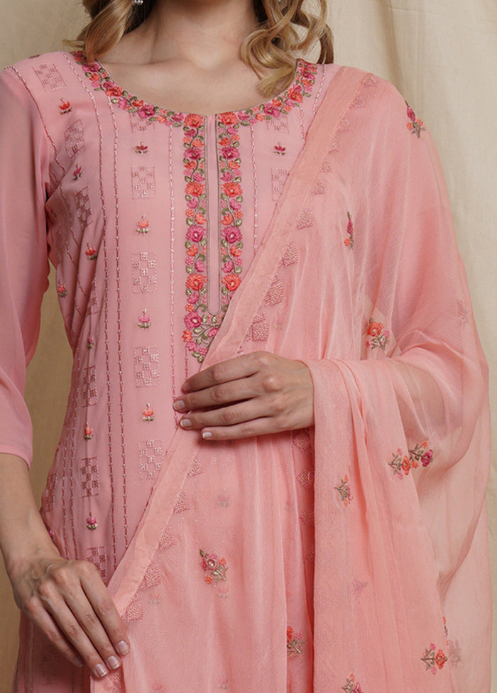 3 Pc Pink Unstitched Santoon Suit Set