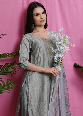 3 Pc Grey Unstitched Santoon Suit Set