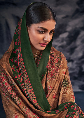 3 Pc Green Unstitched Pashmina Suit Set