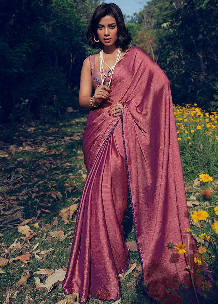 Dual Tone Burgundy Spun Silk Saree With Blouse Piece - Indian Silk House Agencies