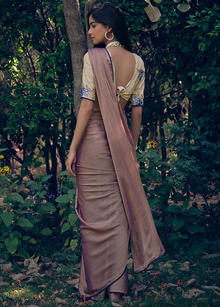 Dual Tone Brown Spun Silk Saree With Blouse Piece - Indian Silk House Agencies