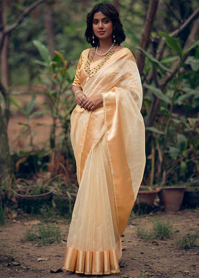 Gold Organza Saree With Blouse Piece