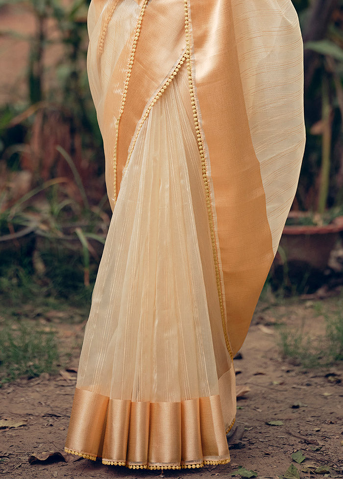 Gold Organza Saree With Blouse Piece