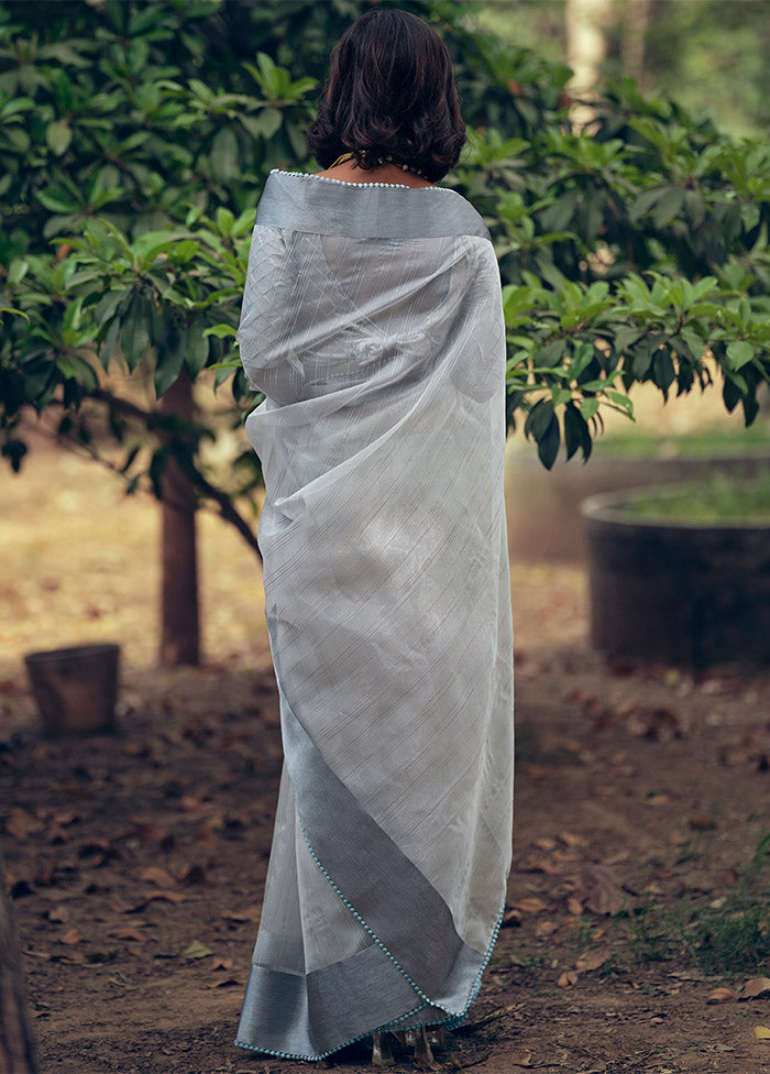 Grey Organza Saree With Blouse Piece