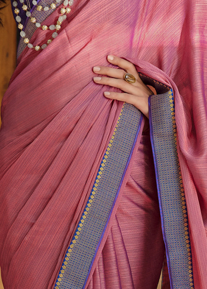 Pink Spun Silk Zari Woven Saree With Blouse Piece - Indian Silk House Agencies