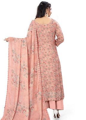 3 Pc Rust Unstitched Georgette Suit Set - Indian Silk House Agencies