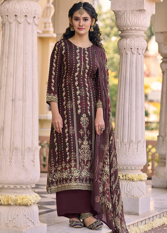 3 Pc Multicolor Unstitched Cotton Suit Set - Indian Silk House Agencies