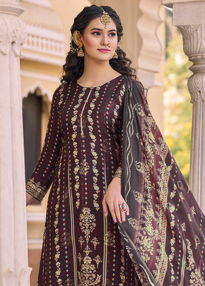 3 Pc Multicolor Unstitched Silk Suit Set