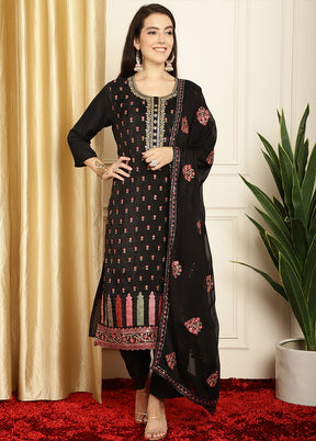 3 Pc Black Unstitched Pure Santoon Suit Set