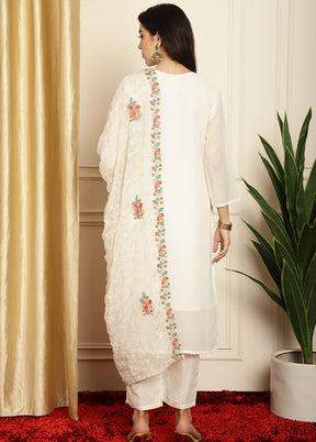 3 Pc White Unstitched Pure Santoon Suit Set