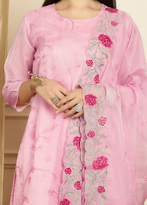 3 Pc Pink Unstitched Pure Santoon Suit Set