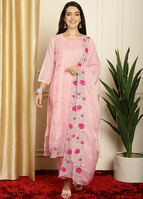 3 Pc Peach Unstitched Pure Santoon Suit Set