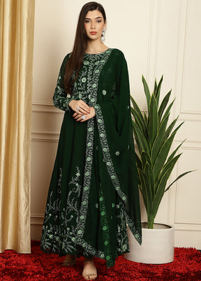 Green Semi Stitched Georgette Indian Dress