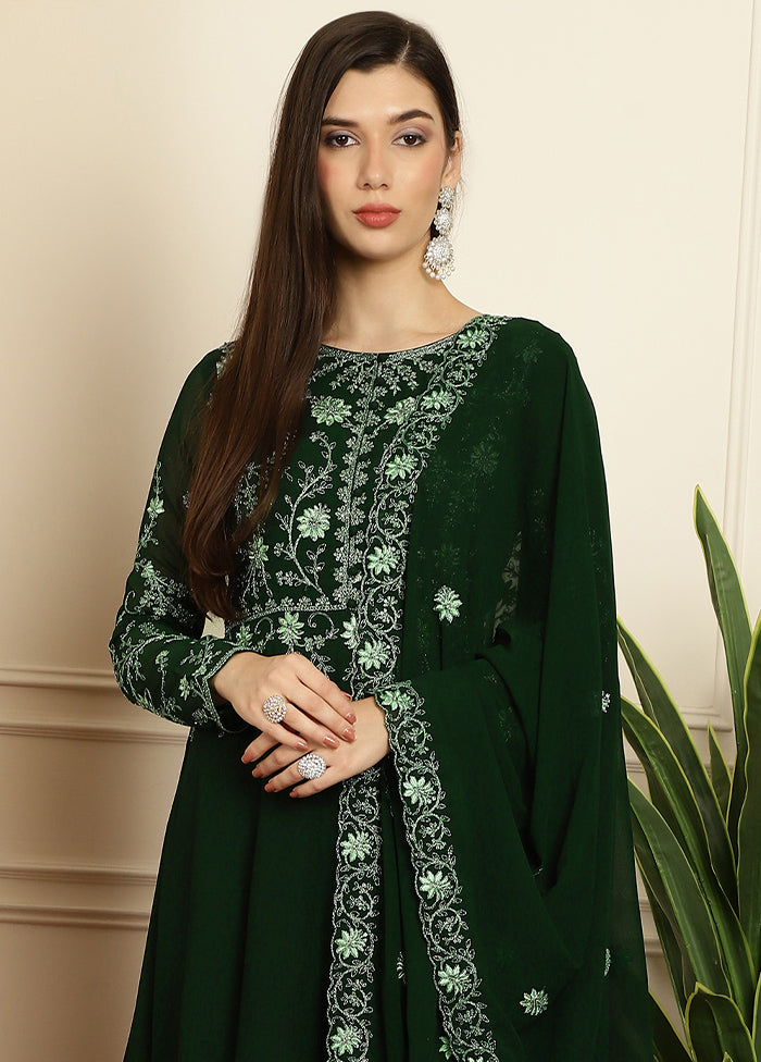 Green Semi Stitched Georgette Indian Dress