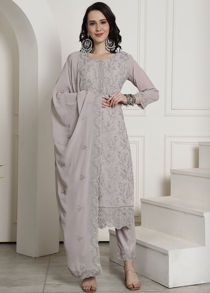 3 Pc Grey Unstitched Santoon Suit Set