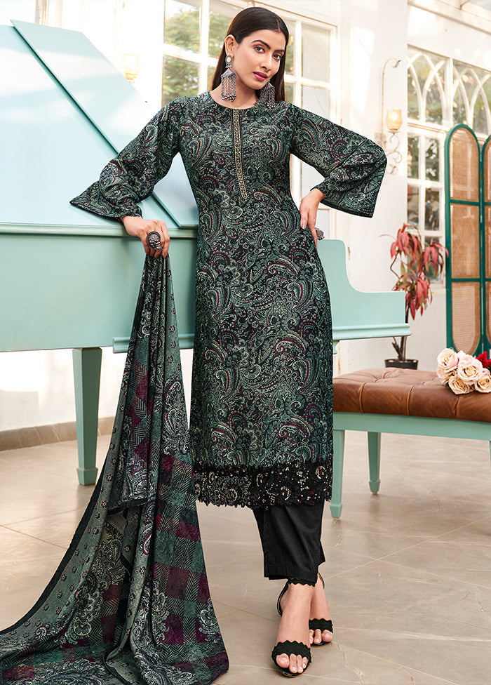 3 Pc Green Unstitched Velvet Suit Set