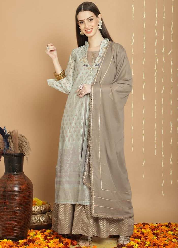 3 Pc Green Unstitched Cotton Suit Set