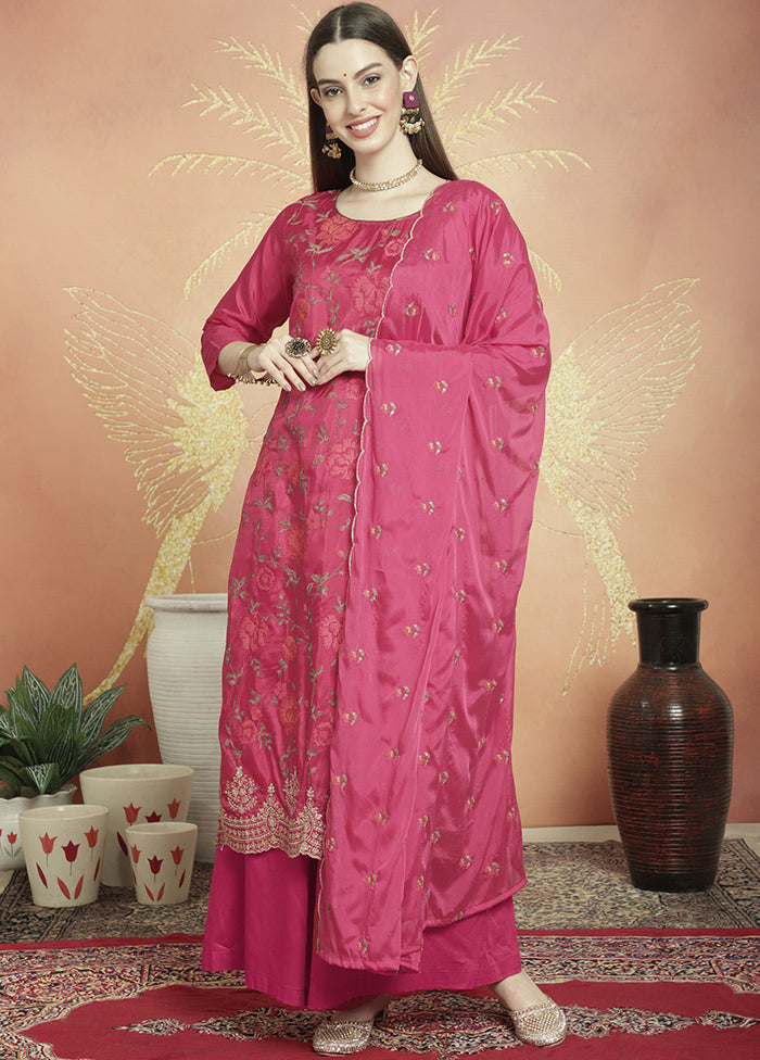 3 Pc Pink Unstitched Pure Santoon Suit Set