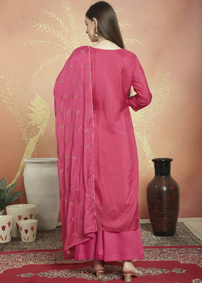 3 Pc Pink Unstitched Pure Santoon Suit Set