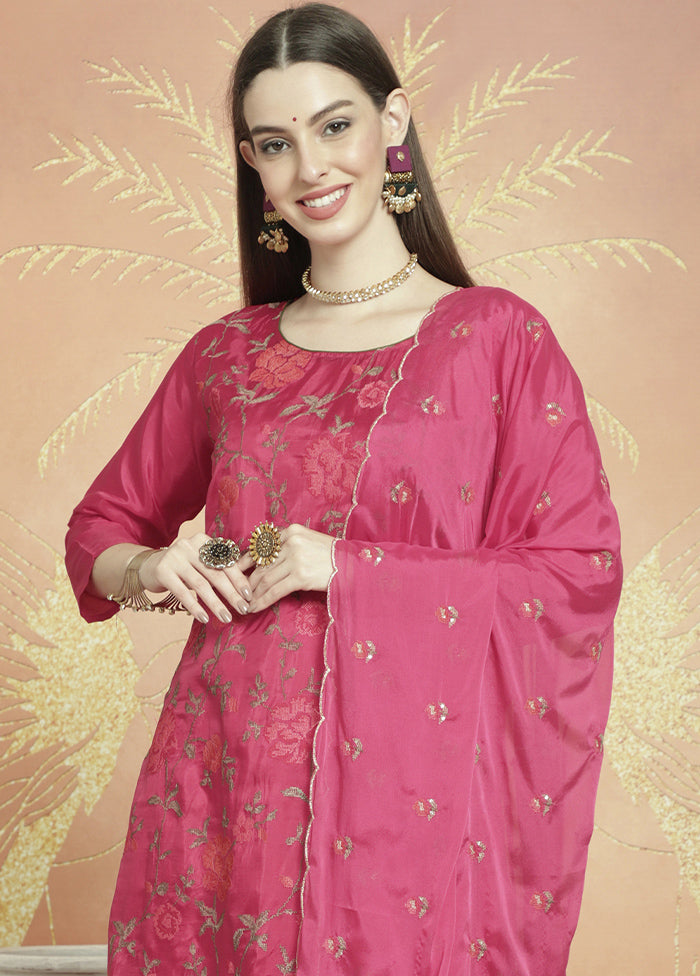 3 Pc Pink Unstitched Pure Santoon Suit Set