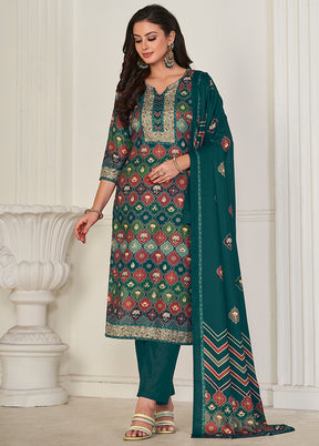 3 Pc Multicolor Unstitched Pashmina Suit Set