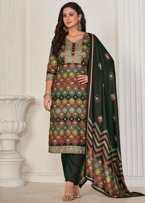 3 Pc Multicolor Unstitched Pashmina Suit Set - Indian Silk House Agencies