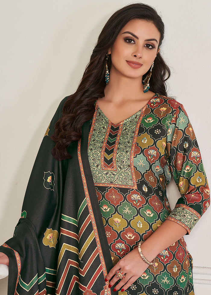 3 Pc Multicolor Unstitched Pashmina Suit Set