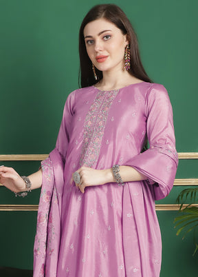 3 Pc Pink Unstitched Silk Suit Set