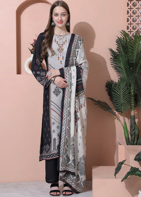 3 Pc Multicolor Semi Stitched Silk Suit Set