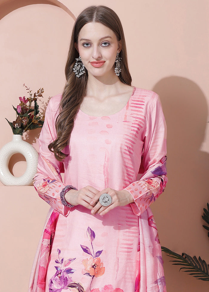 3 Pc Pink Unstitched Cotton Suit Set