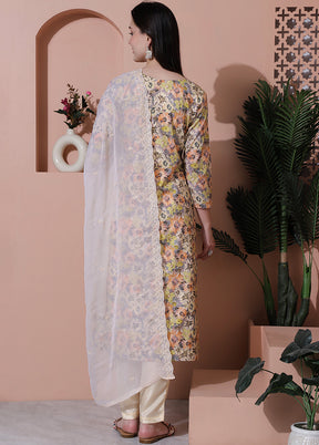 3 Pc Multicolor Unstitched Cotton Suit Set