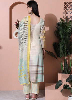 3 Pc Multicolor Unstitched Cotton Suit Set