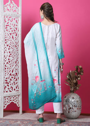 3 Pc Multicolor Unstitched Cotton Suit Set