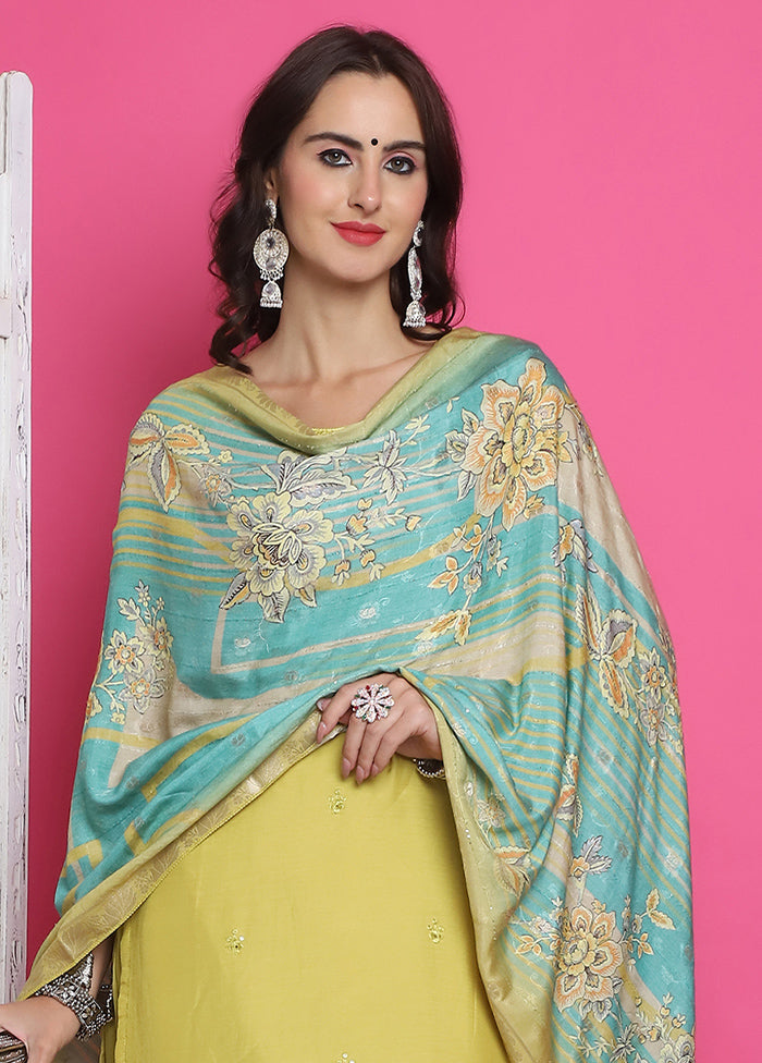 3 Pc Yellow Unstitched Silk Suit Set