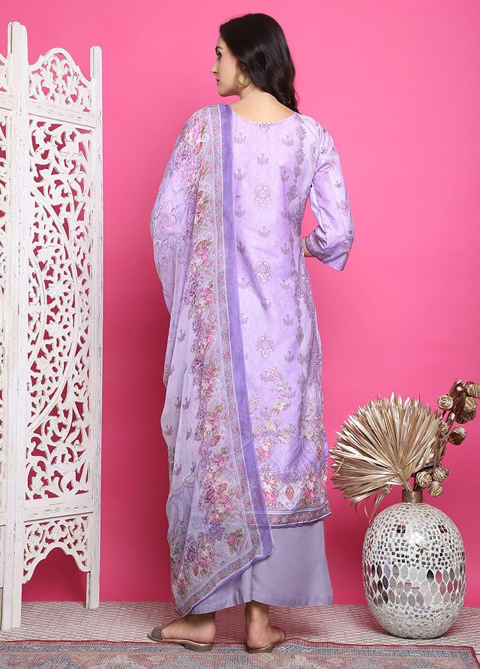 3 Pc Lavender Unstitched Silk Suit Set