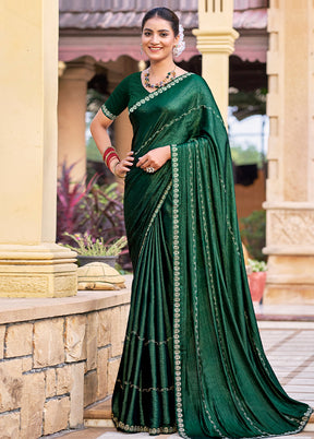 Green Chiffon Silk Saree With Blouse Piece